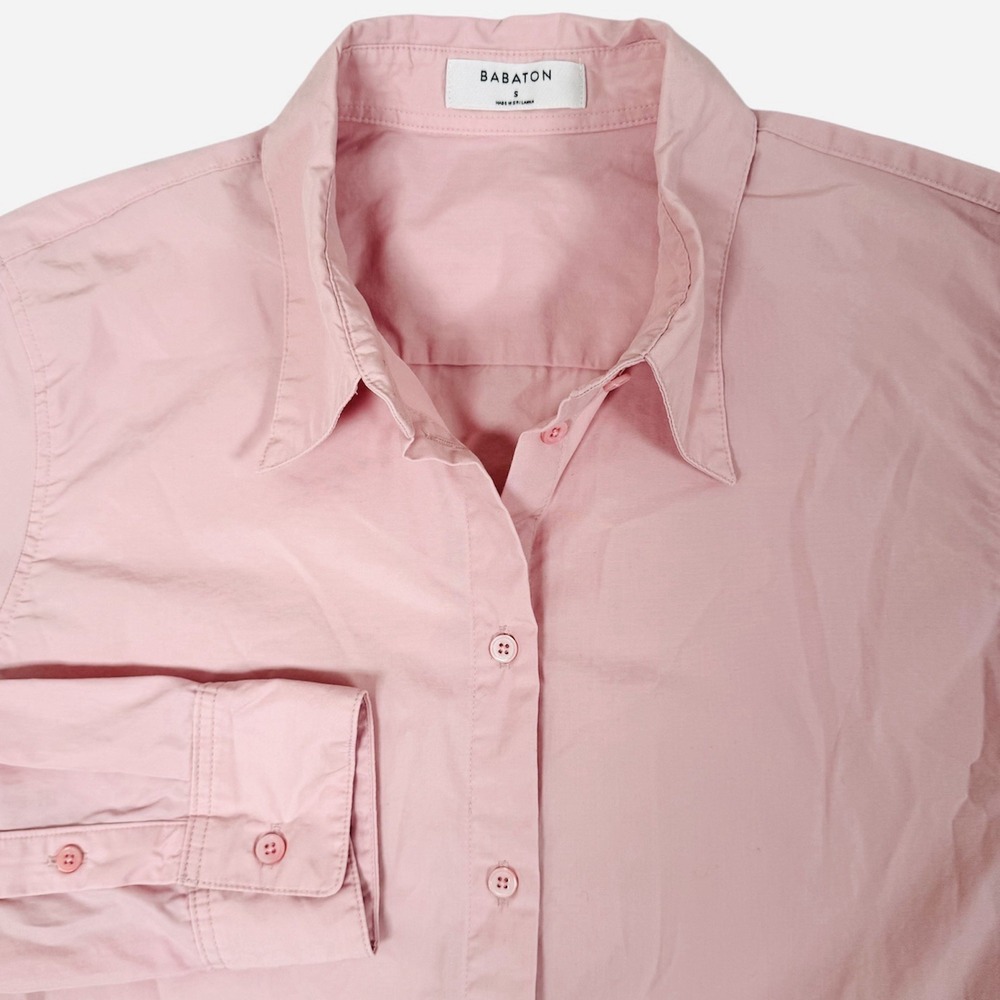 Aritzia Babaton Button Up Shirt Womens Small Pink Cotton Long‎ Sleeve